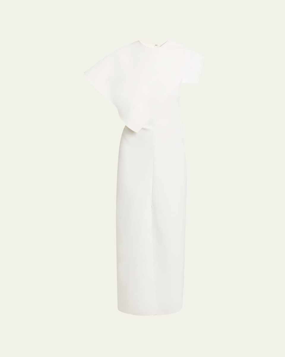 Selene Cape Bi-Stretch Suiting Maxi Dress
